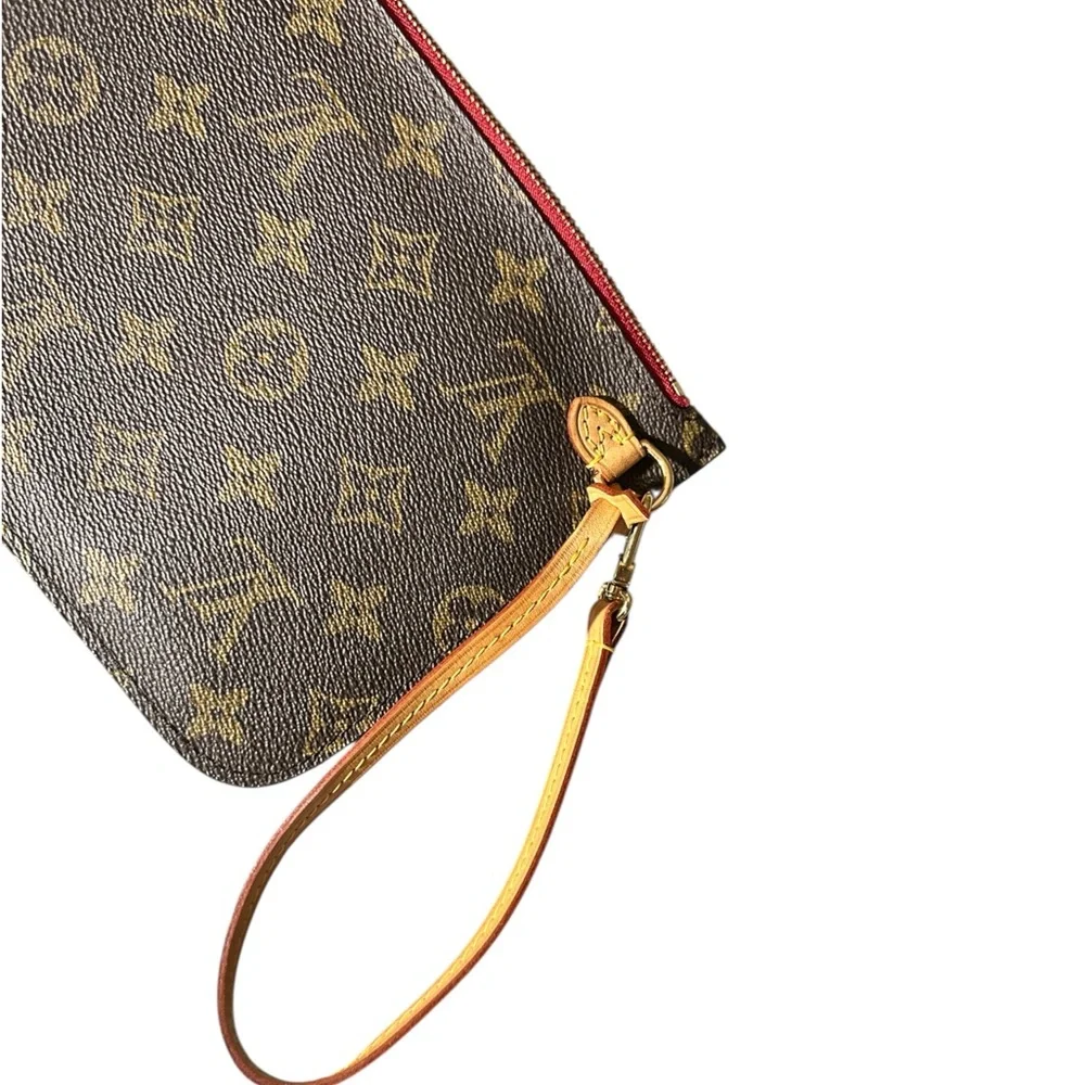 Designer Monogram Wristlet Clutch in Brown